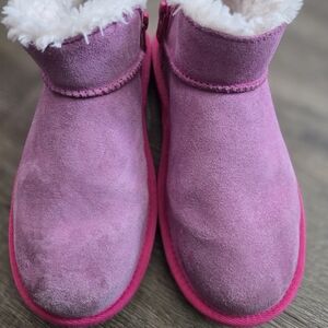 Koolaburra Pink Suede Fleece Ankle Boot